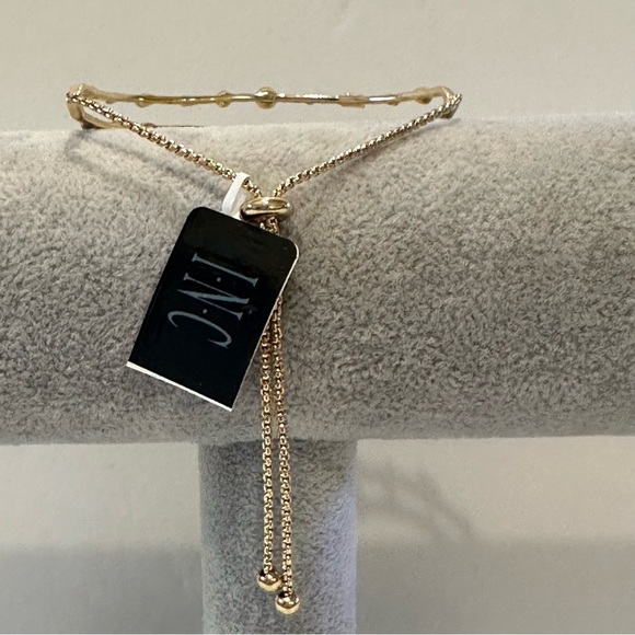 NWT INC Bracelet - gold tone ball slider style w/ clear crystals, baguettes - Picture 14 of 14